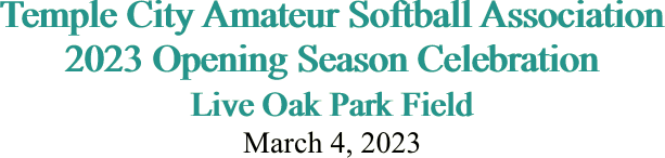 Temple City Amateur Softball Association 2023