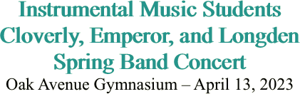 Instrumental Music Students Cloverly, Emperor, and