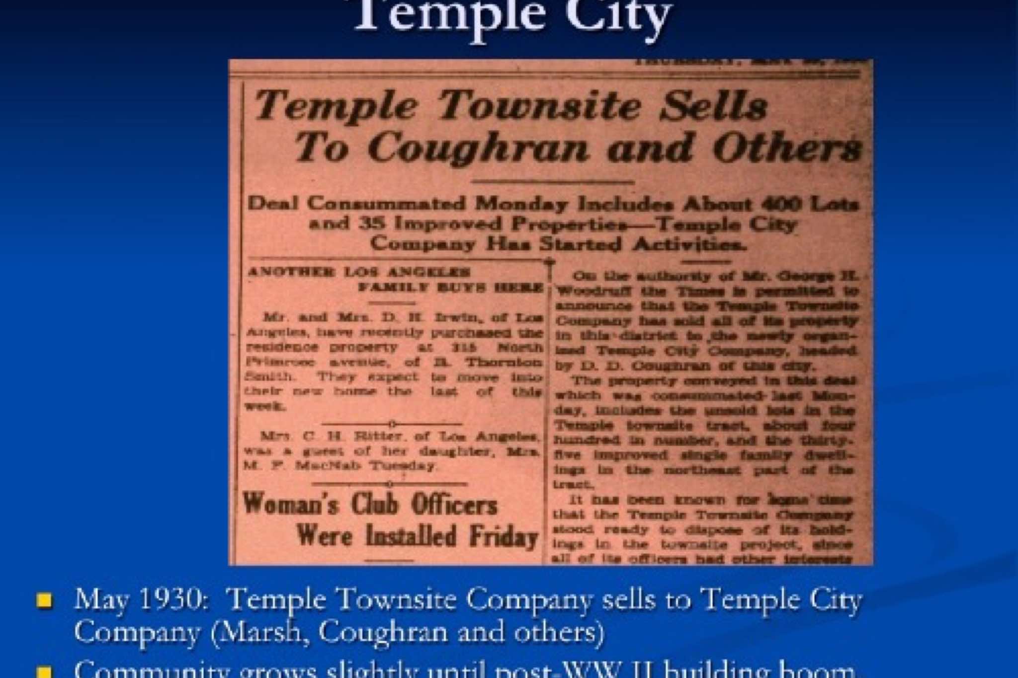 History of Temple City